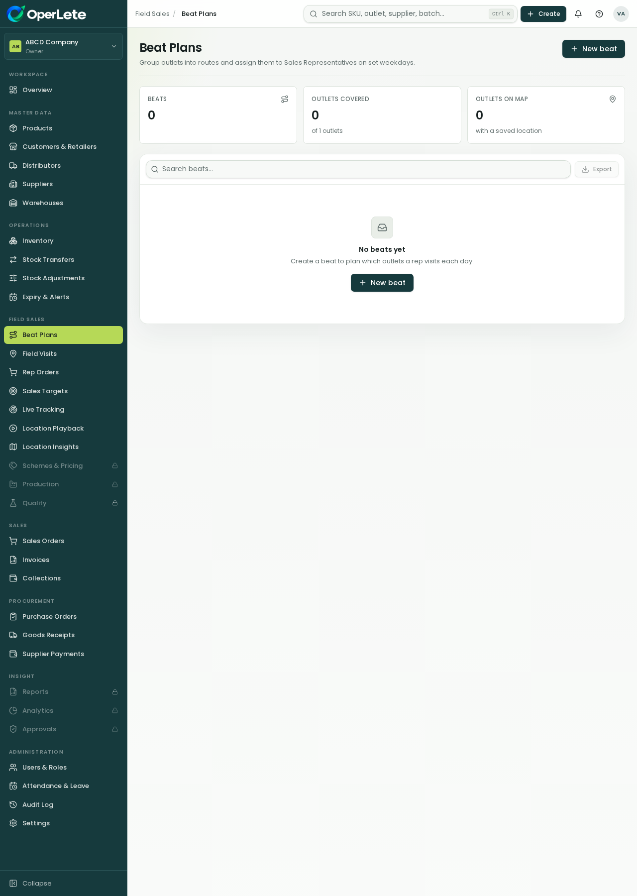 OperLete beat planning dashboard